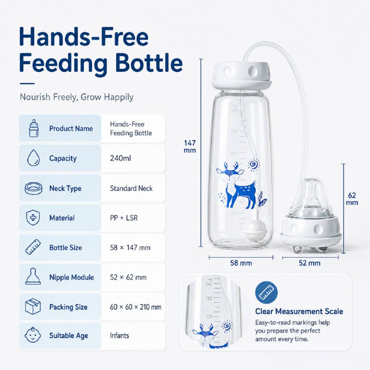 Premium Hands Free Baby Self Feeding Bottle-240ml